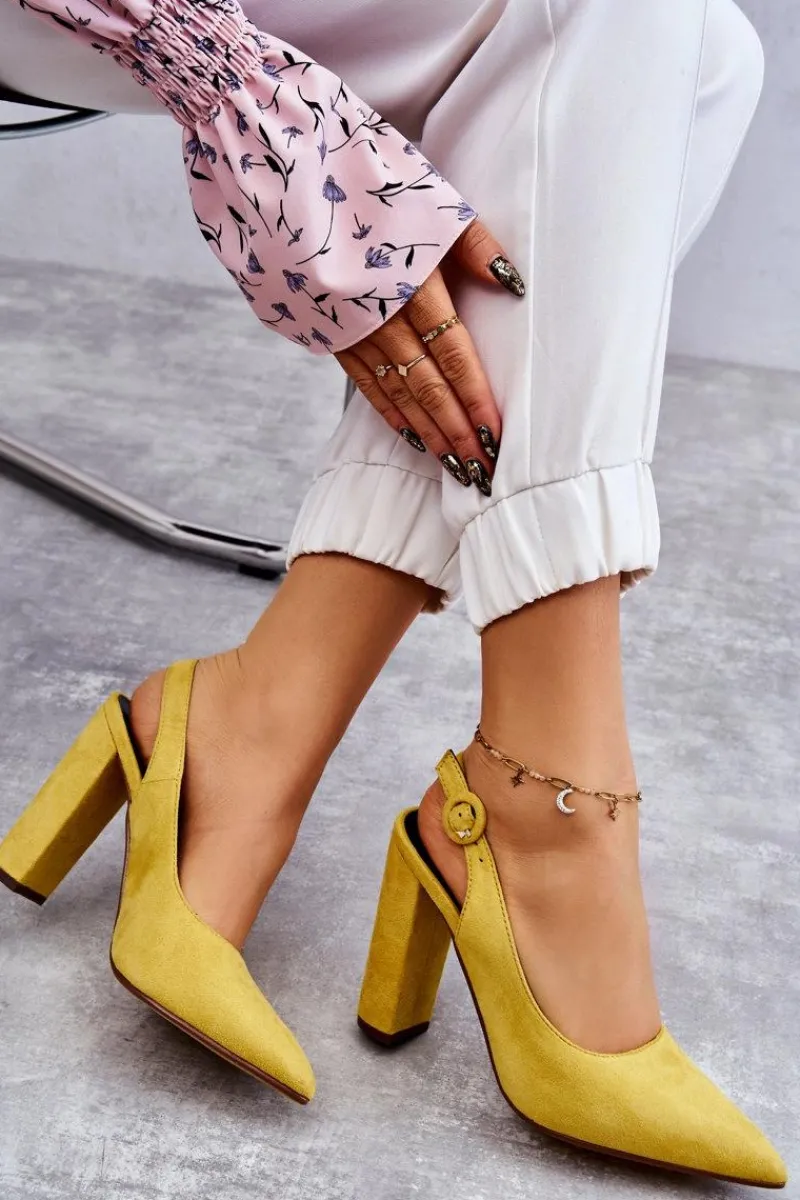 Sale Boto Czółenka W Szpic Na Obcasie Żółte Alanza