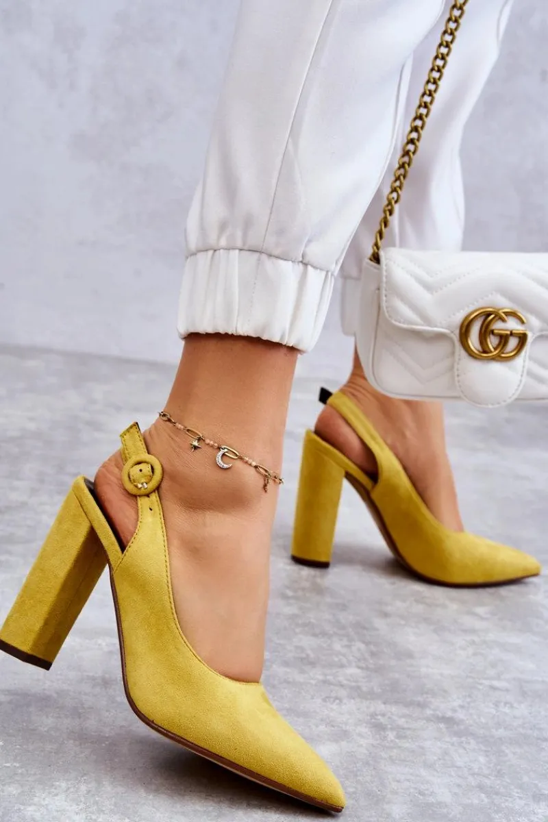 Sale Boto Czółenka W Szpic Na Obcasie Żółte Alanza