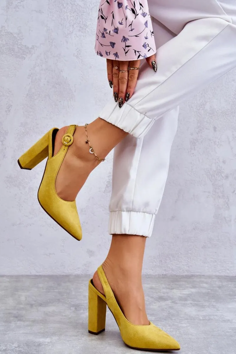 Sale Boto Czółenka W Szpic Na Obcasie Żółte Alanza