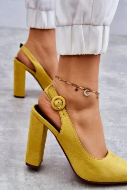 Sale Boto Czółenka W Szpic Na Obcasie Żółte Alanza