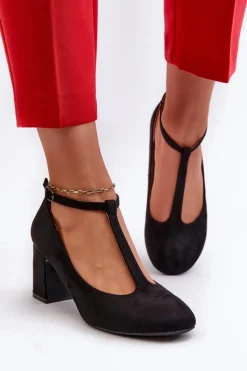 Best Czółenka Z Eko Zamszu Na Słupku Czarne Raniyah Damskie Czółenka Na Słupku|Czółenka Klasyczne