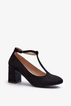 Best Czółenka Z Eko Zamszu Na Słupku Czarne Raniyah Damskie Czółenka Na Słupku|Czółenka Klasyczne