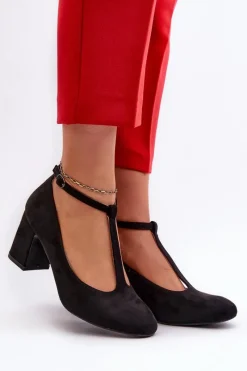 Best Czółenka Z Eko Zamszu Na Słupku Czarne Raniyah Damskie Czółenka Na Słupku|Czółenka Klasyczne