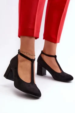 Best Czółenka Z Eko Zamszu Na Słupku Czarne Raniyah Damskie Czółenka Na Słupku|Czółenka Klasyczne