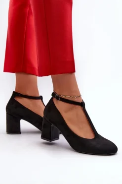 Best Czółenka Z Eko Zamszu Na Słupku Czarne Raniyah Damskie Czółenka Na Słupku|Czółenka Klasyczne