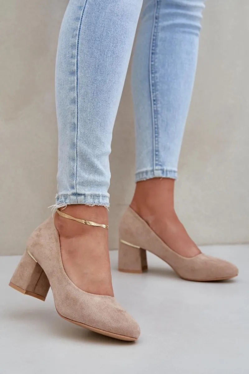 Czółenka Zamszowe|Czółenka Na Słupku>Boto Czółenka Z Eko Zamszu Na Słupku Ciemnobeżowe Zelfitis