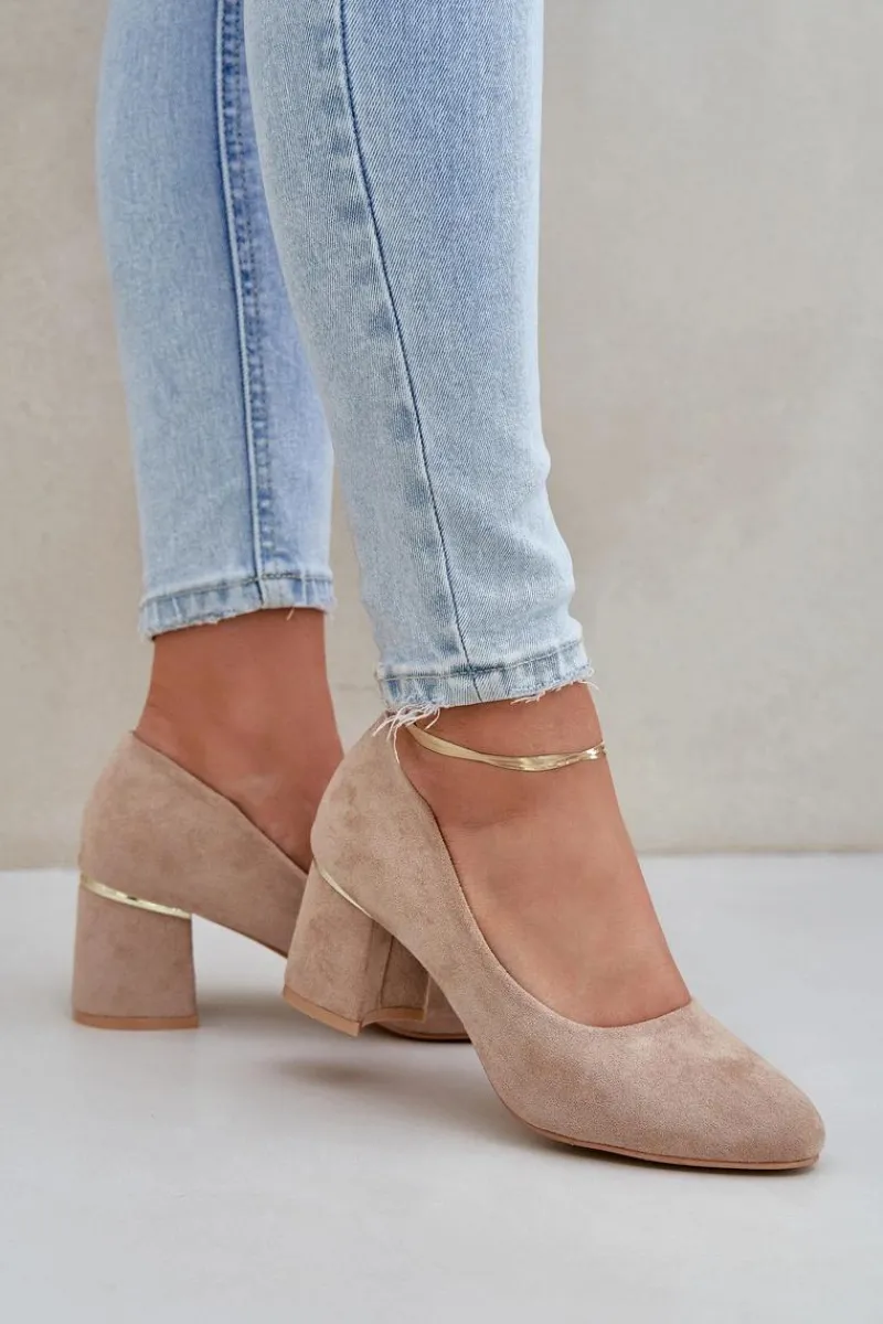 Czółenka Zamszowe|Czółenka Na Słupku>Boto Czółenka Z Eko Zamszu Na Słupku Ciemnobeżowe Zelfitis