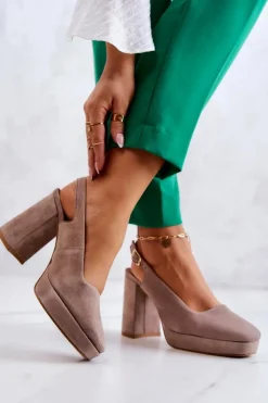 Online Maciejka Czółenka Zamszowe 05441-10 Beżowe