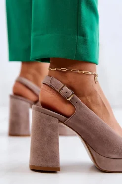 Online Maciejka Czółenka Zamszowe 05441-10 Beżowe