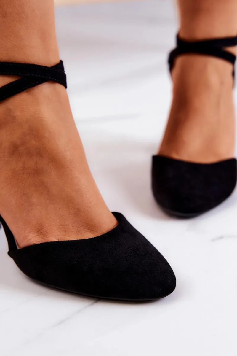 Czółenka Zamszowe|Czółenka Na Słupku>Buty Sergio Leone Czółenka Zamszowe Na Słupku Sergio Leone SK851 Czarne