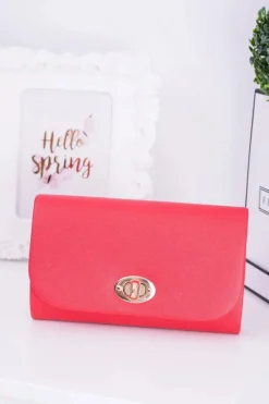 Sale Boto Czerwona Damska Kopertówka Złote Okucia