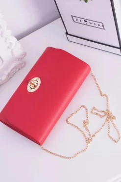 Sale Boto Czerwona Damska Kopertówka Złote Okucia