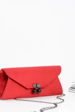 Kopertówki>Boto Czerwona Damska Zamszowa Kopertówka Torebka Na Łańcuszku