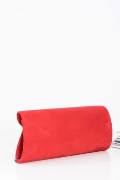 Kopertówki>Boto Czerwona Damska Zamszowa Kopertówka Torebka Na Łańcuszku