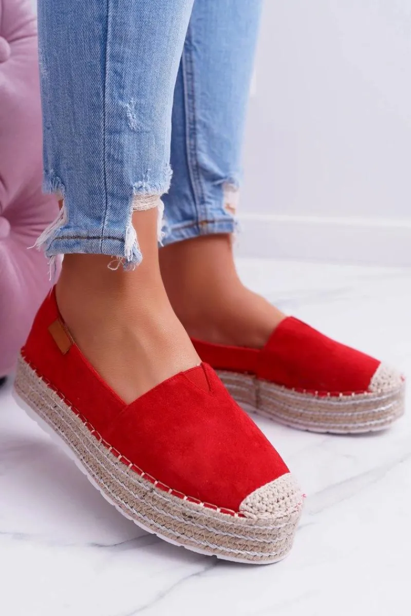 Czarne Espadryle>Boto Czerwone Wsuwane Zamszowe Espadryle Mariako