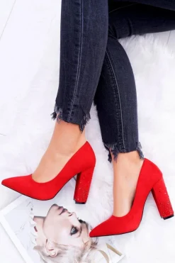 Outlet Boto Czerwone Zamszowe Czółenka Razor