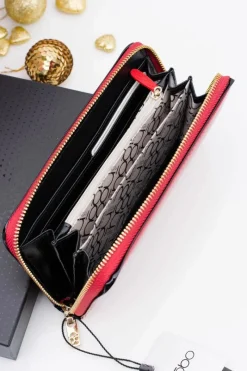 Portfele>Boto Czerwony Damski Lakierowany Portfel Nobo