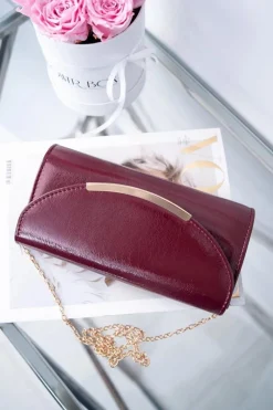 Kopertówki>Boto Damska Bordowa Lakierowana Torebka Kopertówka