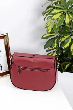 Damska Bordowa Torebka Listonoszka na Ramię Listonoszki