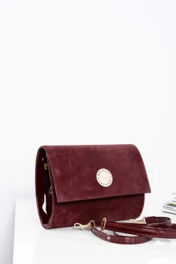 Clearance Damska Bordowa Zamszowa Elegancka Kopertówka Kopertówki