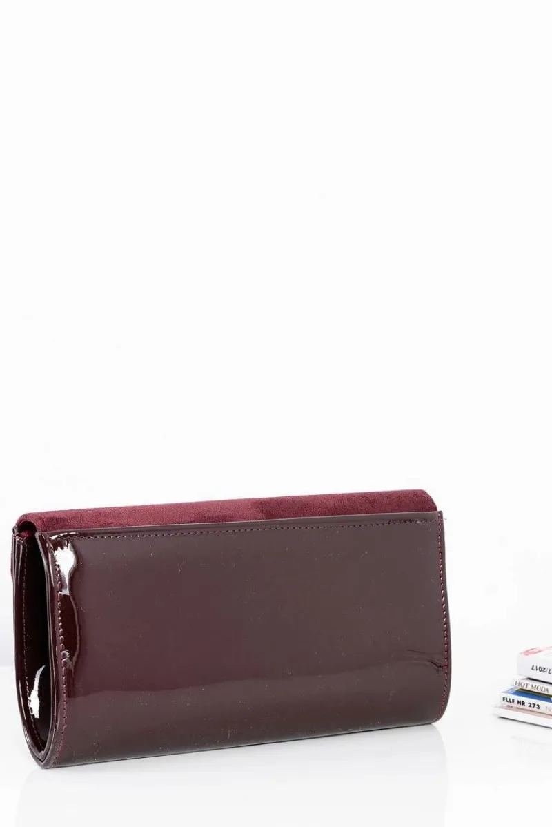 Hot Boto Damska Bordowa Zamszowa Kopertówka Łańcuszek