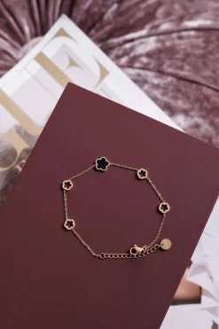 Clearance Glam Chic Damska Bransoleta Celebrytka Złota Koniczynka