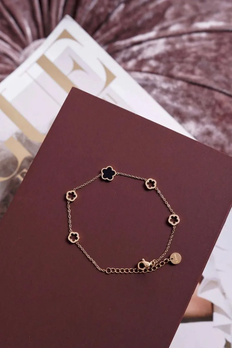 Clearance Glam Chic Damska Bransoleta Celebrytka Złota Koniczynka