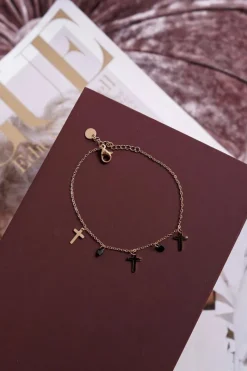 Bransoletki></noscript>Boto Damska Bransoleta Celebrytka Złota Trzy Krzyżyki