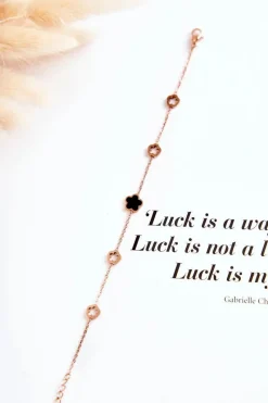 Bransoletki>Glam Chic Damska Bransoleta Celebrytka Różowe Złoto Koniczynka