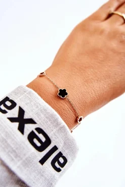 Bransoletki>Glam Chic Damska Bransoleta Celebrytka Różowe Złoto Koniczynka