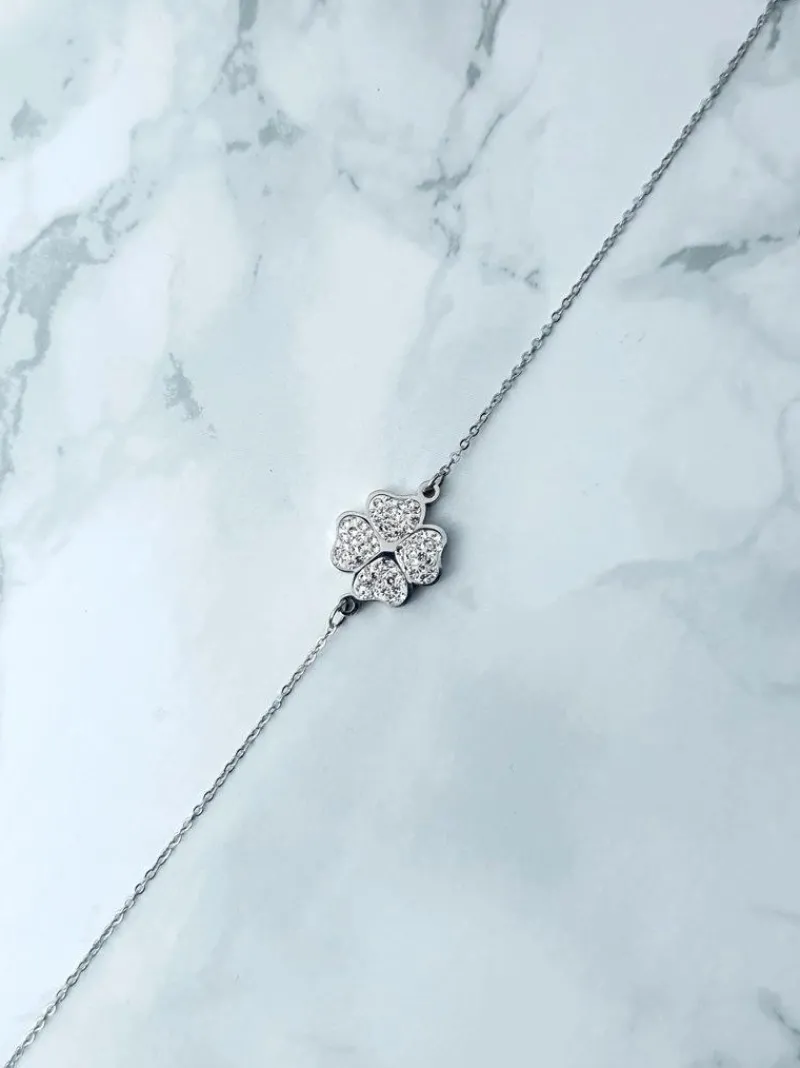 Boto Damska Bransoleta Na Łańcuszku Koniczynka Srebrna Selene