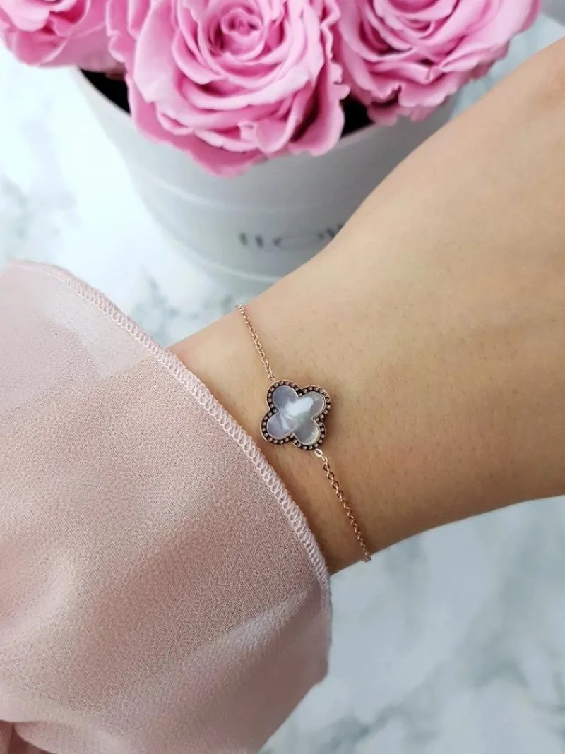 Hot Damska Bransoleta Na Łańcuszku Kwiatek Różowe Złoto Selene Bransoletki