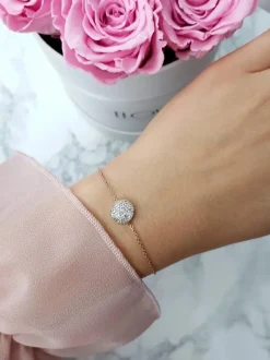 Discount Damska Bransoleta Na Łańcuszku Kółeczko Różowe Złoto Selene Bransoletki