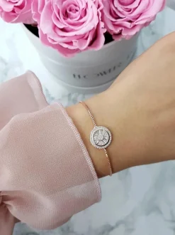 Damska Bransoleta Na Łańcuszku Kółeczko Różowe Złoto Neli Bransoletki