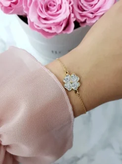 Hot Damska Bransoleta Na Łańcuszku Koniczynka Złota Selene Bransoletki