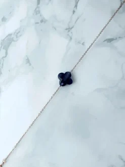 Bransoletki>Boto Damska Bransoleta Na Łańcuszku Granatowa Koniczynka Złota Memphis