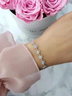 Bransoletki>Boto Damska Bransoleta Na Łańcuszku Kwiatki Srebrna Larisa