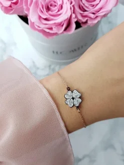 Bransoletki>Boto Damska Bransoleta Na Łańcuszku Koniczynka Różowe Złoto Selene