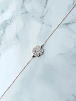 Bransoletki>Boto Damska Bransoleta Na Łańcuszku Koniczynka Różowe Złoto Selene