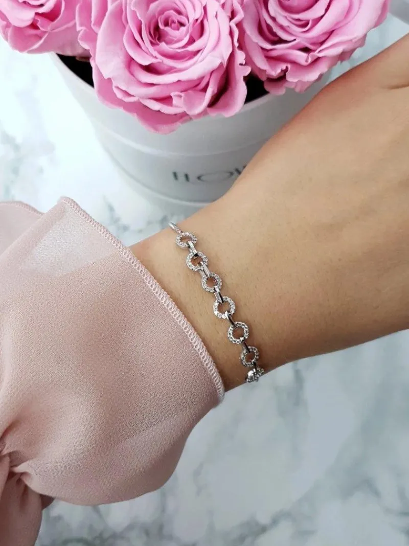 Best Boto Damska Bransoleta Na Łańcuszku Małe Kółeczka Srebrna Fiore