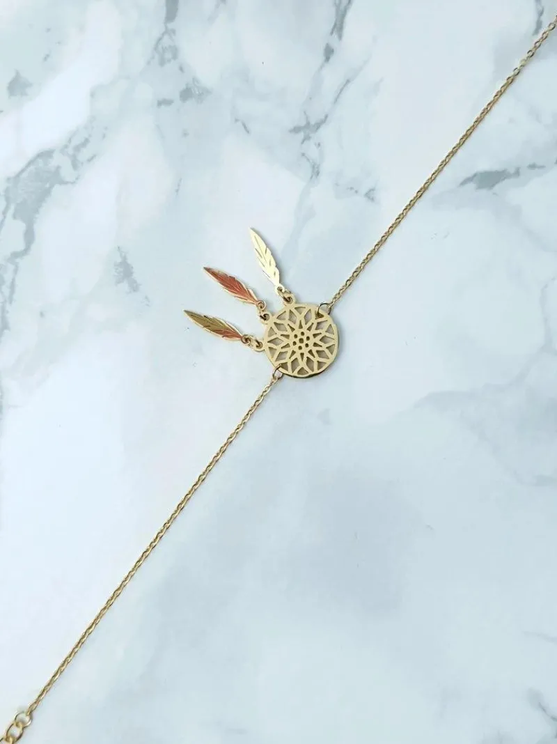 Best Boto Damska Bransoleta Na Łańcuszku Łapacz Snów Złota Melody