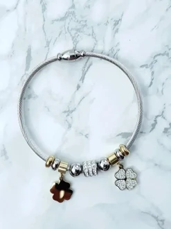 Bransoletki>Boto Damska Bransoleta Na Lince Zawieszki Złote Koniczynki Charms