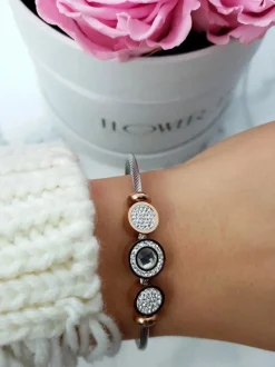 Sale Damska Bransoleta Na Stalowej Lince Z Cyrkoniami Isabella Bransoletki