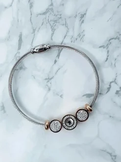 Sale Damska Bransoleta Na Stalowej Lince Z Cyrkoniami Isabella Bransoletki