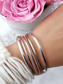 Hot Boto Damska Bransoleta Rzemień Różowe Złoto Łańcuszek Michiko