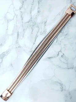 Hot Boto Damska Bransoleta Rzemień Różowe Złoto Łańcuszek Michiko