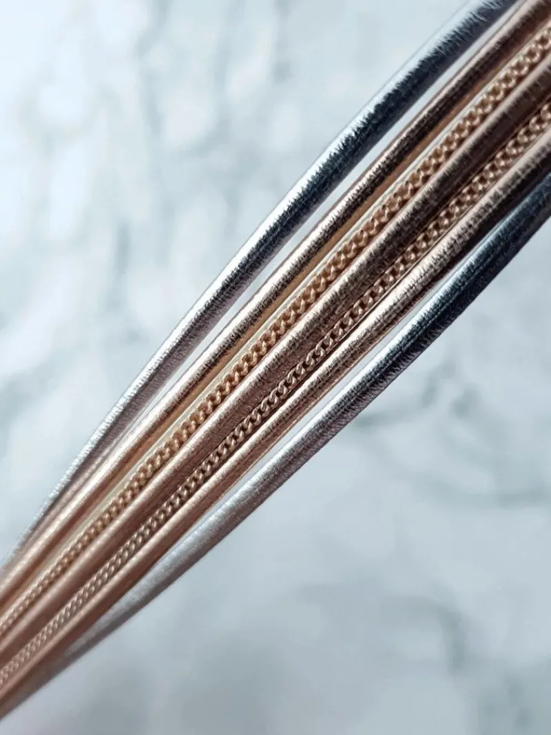 Hot Boto Damska Bransoleta Rzemień Różowe Złoto Łańcuszek Michiko