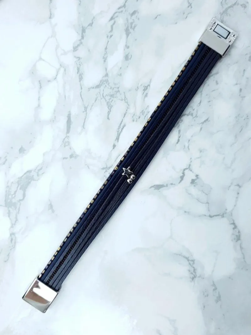 Bransoletki>Boto Damska Bransoleta Rzemień Granat Gwiazdka Michiko