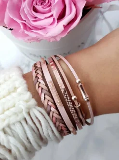 Bransoletki>Boto Damska Bransoleta Rzemień Szeroka Różowa Michiko