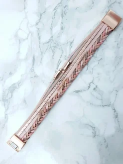 Bransoletki>Boto Damska Bransoleta Rzemień Szeroka Różowa Michiko